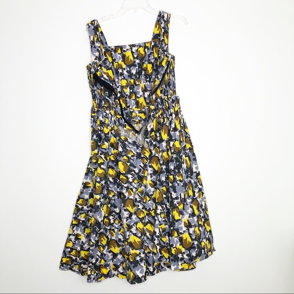 Marni Citrus Full Skirt Midi Dress Square Neck Fit Flare - Picture 5 of 16